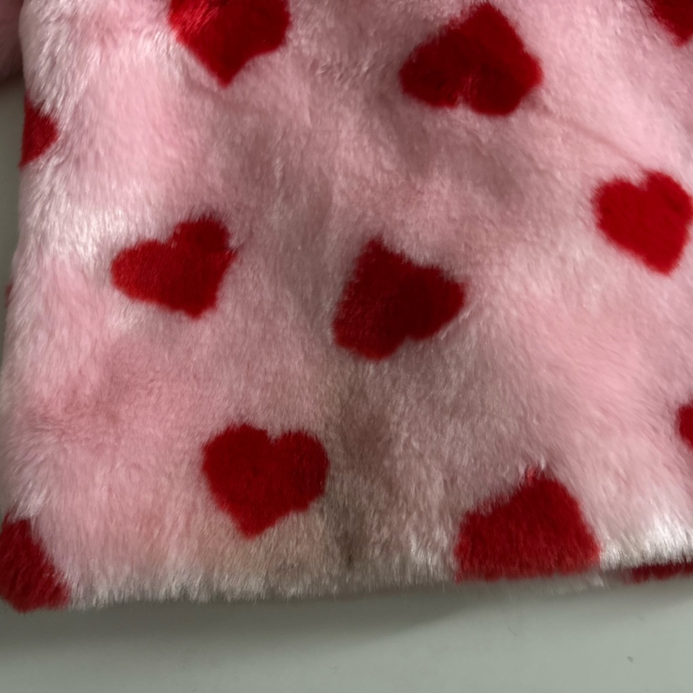 Janie and Jack Candy Pink Heart Faux Fur Jacket Toddler Girl Size 2T - Picture 8 of 10